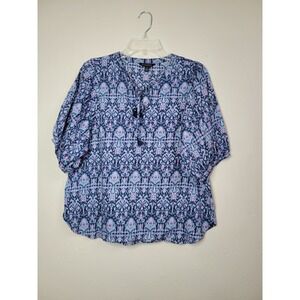 Banana Republic Women's Top Blue Pink Accent Career Feminine  Blouse Sz M